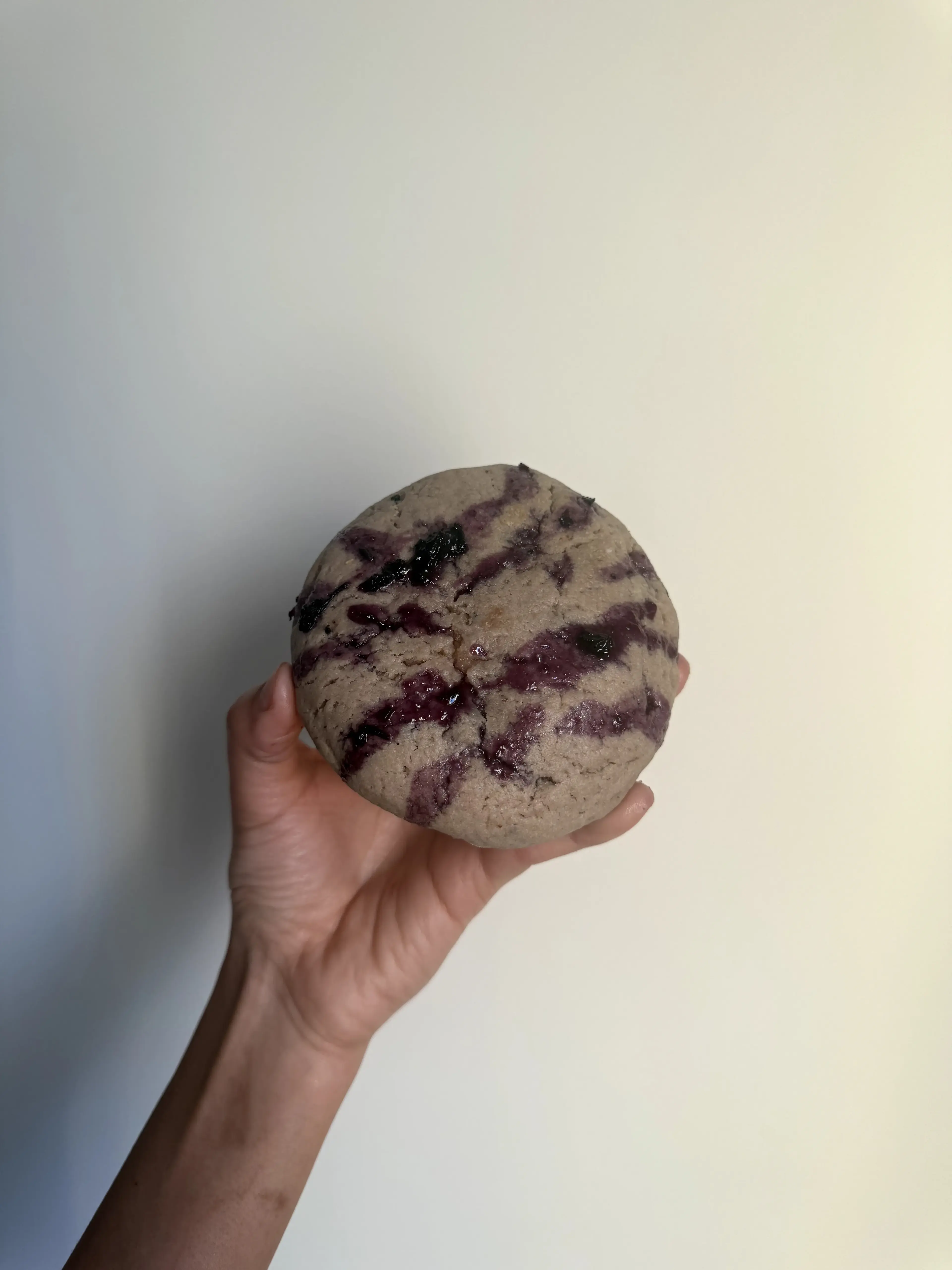 Aidu Bakes Lemon Blueberry cookie with bursting blueberries and a lemon glaze finish